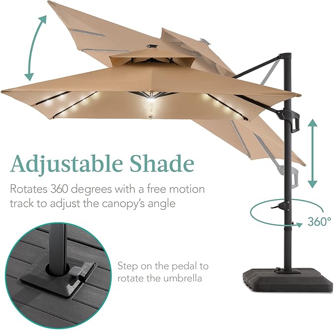 Best Choice Products 10x10ft Cantilever Patio Umbrella w/Base Included - Image 4