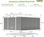 Patiowell 10 x 12 FT Metal Storage Shed - Image 8