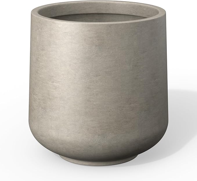 Kante 15.3" Dia Round Concrete Planter, Outdoor Indoor Large Plant Pots by Kante