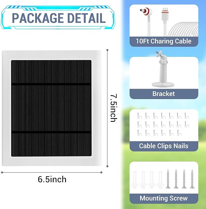 IP65 Solar Panel Outdoor for Ring Cameras Spotlight Cam Plus/Pro Stick Up - Image 7