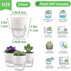 3.2 Inch Self Watering Planters Plastic Planter Pots 3 Pack Wicking Flower Pots - Image 2