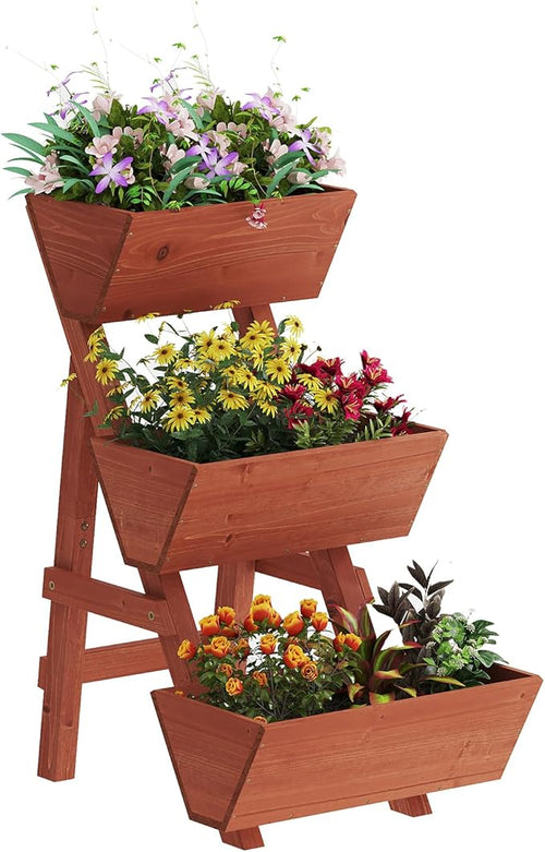3-Tiers Wooden Raised Garden Bed, Wood Planter Box by Kitsanery