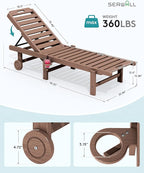 SERWALL Outdoor Chaise Lounge Set of 8, HDPE Pool Lounge Chairs - Image 2