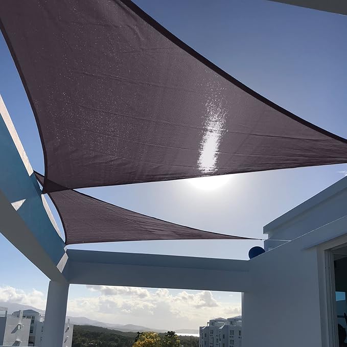 SUNNY GUARD Custom Size 19'x19'x19' Dark Grey Sun Shade Sail Triangle UV Block by SUNNYGUARD