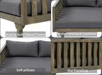 Merax Outdoor 3 Seater Daybed, Acacia Wood Day Bed Couch Sofa - Image 5