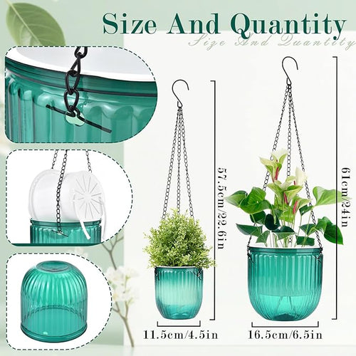 4 Pack Self Watering Hanging Planters - Image 2