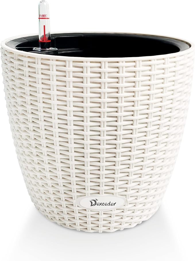 Dexceder 11x10 Inches Rattan Self Watering Planter Indoor Outdoor, Inner Pot by Dexceder
