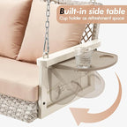 Upgraded Wicker Hanging Porch Swing Heavy Duty 900 LBS 3-Seat Outdoor Patio - Image 5