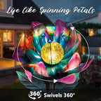 Solar Purple Metal Flower Wind Spinners, Colorful Spinning Windmill Lotus Yard - Image 3