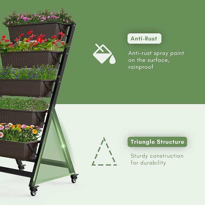 TOREVSIOR 5-Tier Vertical Raised Garden Bed, Vertical Garden Planter - Image 3