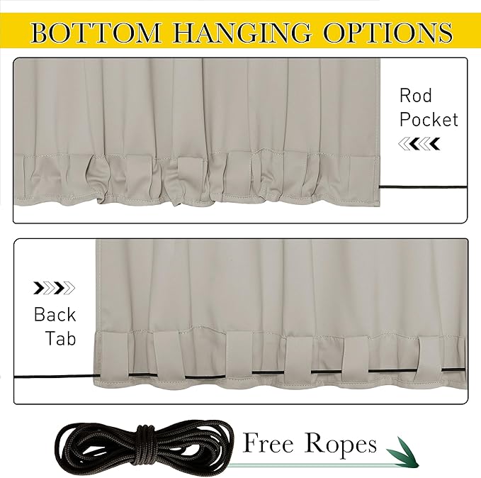NICETOWN 2 Panels Fixed Outdoor Curtains - Image 4