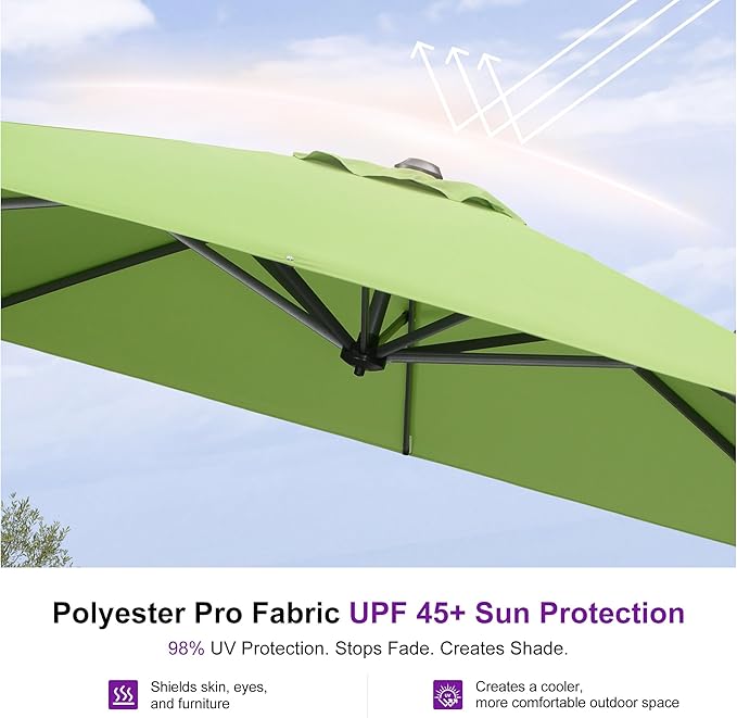 PURPLE LEAF 9 Feet Patio Umbrella Outdoor Cantilever Square Umbrella Aluminum - Image 4