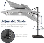 Best Choice Products 12x12ft LED Cantilever Patio Umbrella w/Base Included & - Image 5