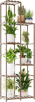 Bamworld Tall Plant Stand Indoor Corner Outdoor Plant Shelf Wood Plant Holder - Image 7