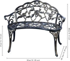 JARDIN DE CENTENNIAL Patio Garden Bench Metal Park Bench Cast Aluminum Outdoor - Image 2
