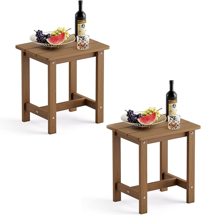 LUE BONA Outdoor Side Table Set of 2, HDPS Small Outdoor Table, Adirondack Side by LUEBONA