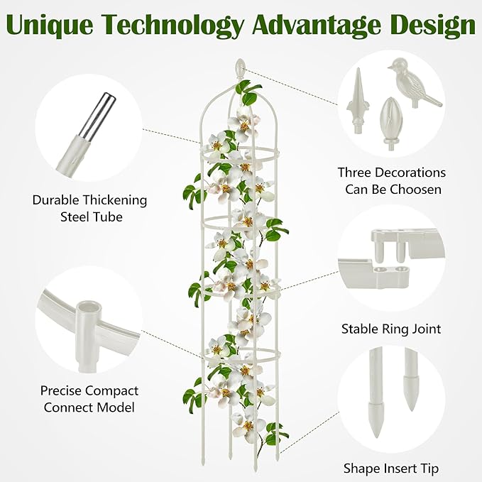 Garden Obelisk Trellis for Climbing Plants Outdoor 6 Ft Rose Bush Round Trellis - Image 4