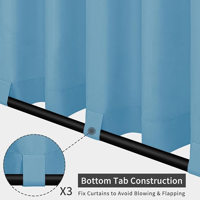 Easy-Going Outdoor Patio Curtains Detachable Tab Top Windproof Weatherproof - Image 3