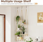 Bamworld Hanging Shelves Plant Hanger Indoor Window Plant Shelves Wood Plant - Image 8