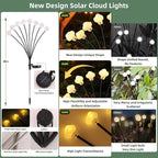 Solar Lights Outdoor 4 Pack 32 LED Solar Cloud Swaying Lights Garden Waterproof - Image 2