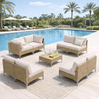 9-Piece Patio Furniture Set, Outdoor Wicker Sectional Sofa - Image 6