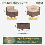 Aoxun 14 Piece Patio Furniture Set Wicker Rattan Patio Conversation Set Outdoor - Image 8