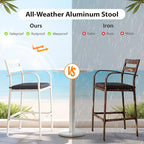 VINGLI Outdoor Bar Stools Set of 2, All-Weather Bar Height Aluminum Stools - Image 4