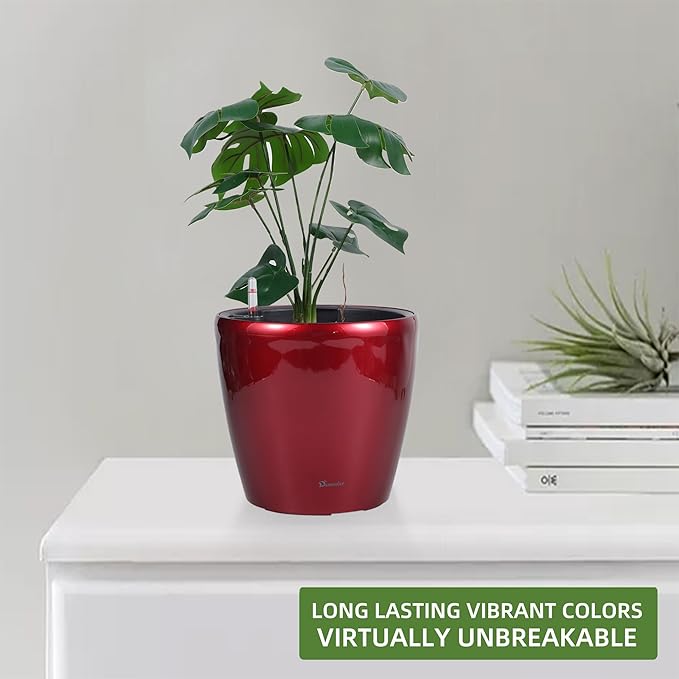 Dexceder 11x10 Inches High Gloss Self Watering Planter Indoor Outdoor, Inner - Image 6