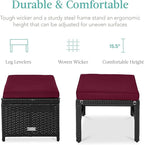 Best Choice Products Set of 2 Wicker Ottomans, Additional Seating, Side Table - Image 2