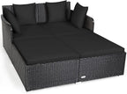 Tangkula Outdoor Rattan Daybed, Wicker Furniture by TANGKULA