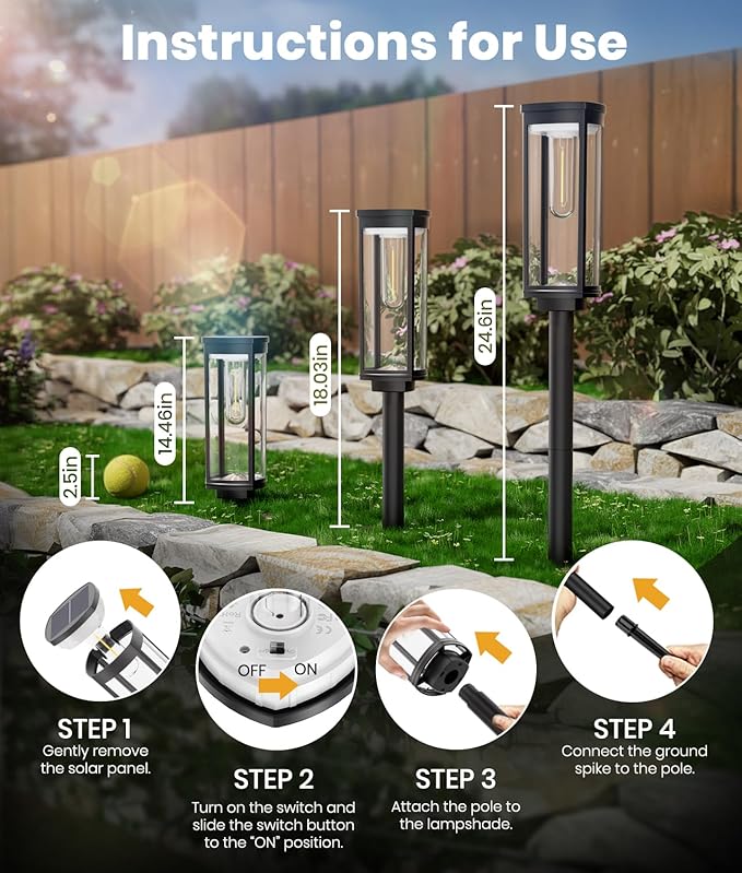 Solar Pathway Lights Outdoor, IP65 Waterproof Auto On/Off Solar Garden Lights - Image 7