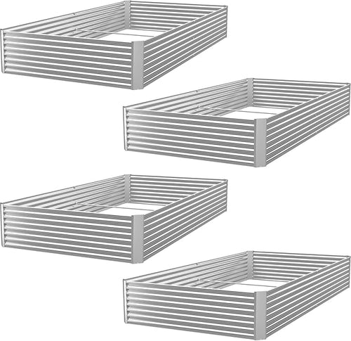 4 Pack 6x3FT Corrugated Galvanized Steel Raised Garden Bed Outdoor, Metal Above by CATMANOR