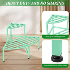 Corner Plant Stand Outdoor Metal, 2 Tier Heavy Duty Ladder Plant Shelf Indoor - Image 3
