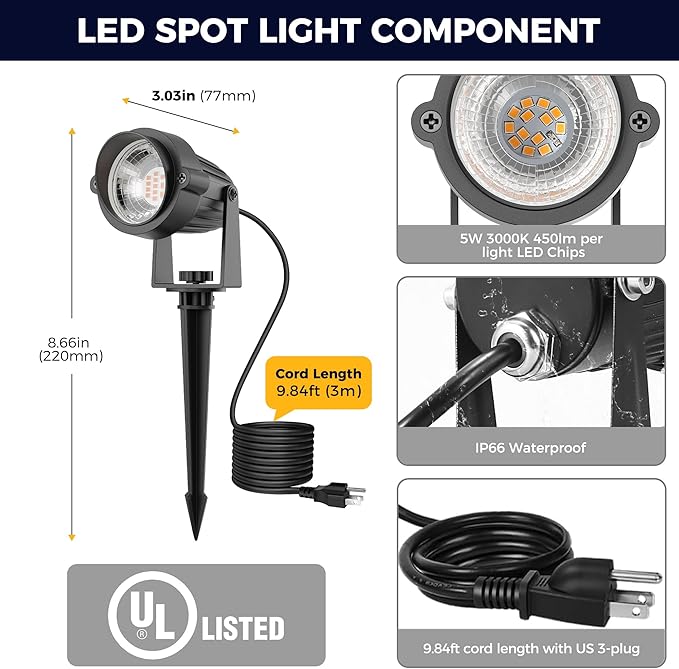 L LOHAS LED 5W Dusk to Dawn Outdoor Lighting, Auto On/Off 3000K Landscape - Image 4