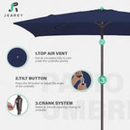 JEAREY 6.5x10 ft Rectangular Patio Umbrellas Rectangle Outdoor Umbrella - Image 7