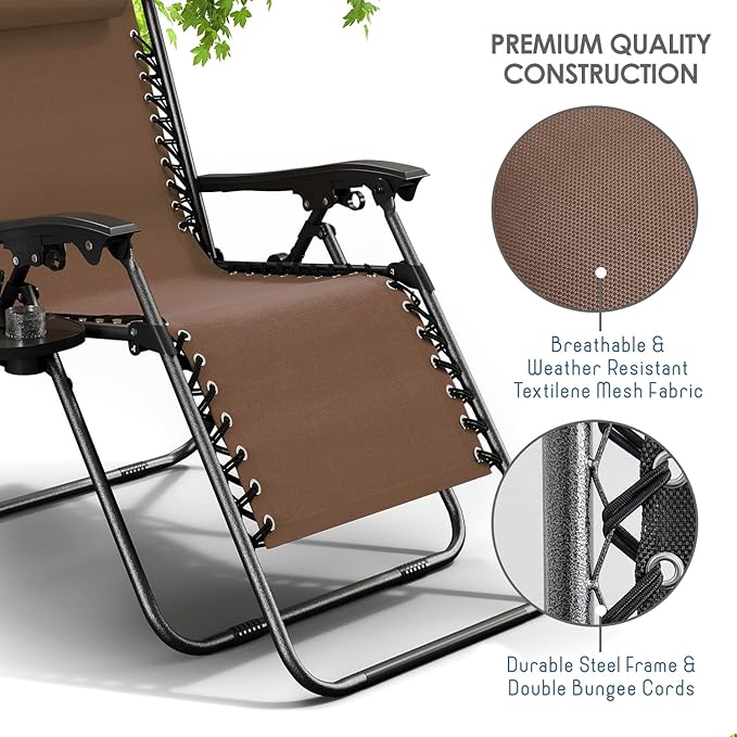 Nestl Zero Gravity Chairs Set of 4, Patio Lounge Chair Outdoor - Image 7