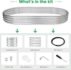 JERIA 8×4×1ft Oval Raised Garden Bed, Galvanized Raised Garden Bed Kit Outdoor - Image 3