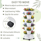 Umigy 2 Set White 7 Tier Stackable Vertical Planters - Image 6