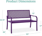 Best Choice Products Outdoor Bench 2-Person Metal Steel Benches Furniture - Image 2