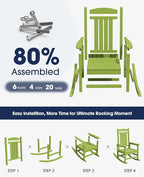 KINGYES HDPE Outdoor Rocking Chair Set of 4, All-Weather Poly Patio Rocking - Image 3
