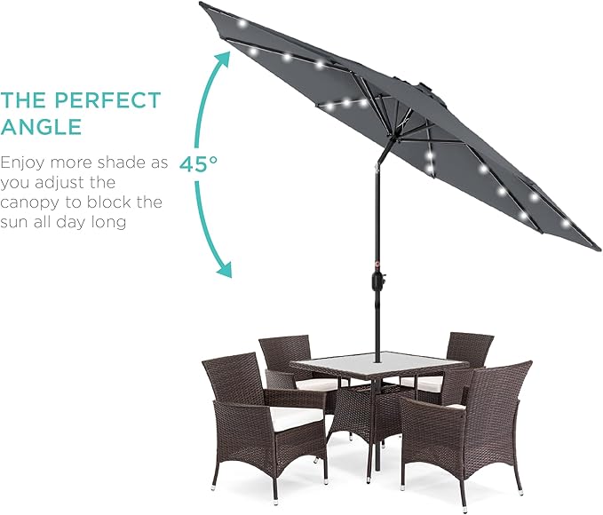 Best Choice Products 10ft Solar Polyester LED Lighted Patio Umbrella w/Tilt - Image 2