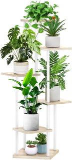 6 Tier Wood Tall Plant Stand Metal Rack Indoor, Planter Shelf Display Rack by YOCOMEY
