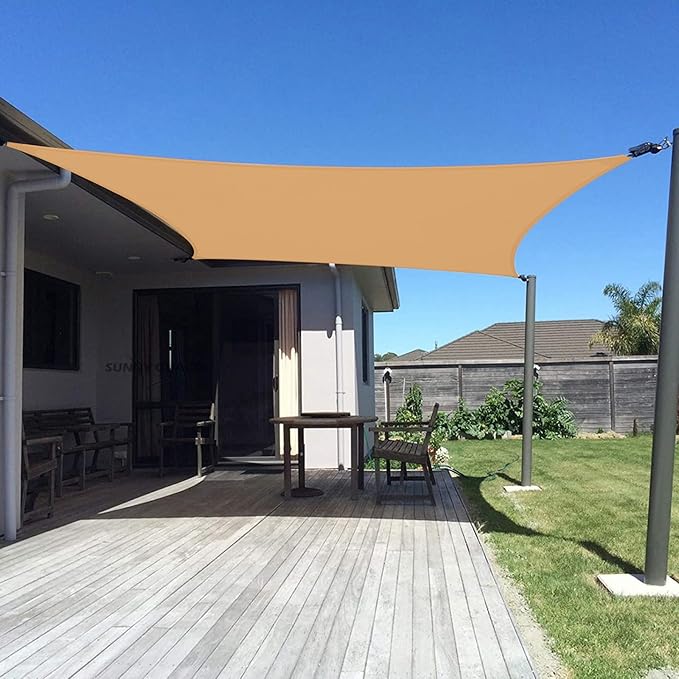 SUNNY GUARD Custom Size 9'x14' Peach Fuzz Sun Shade Sail Rectangle UV Block by SUNNYGUARD