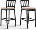 YITAHOME Outdoor Bar Stools Set of 2, Cushioned Metal Outdoor Bar Stools by YITAHOME