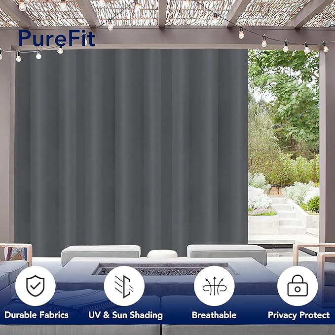 PureFit Outdoor Curtains for Patio Waterproof Weatherproof, UV and Fade - Image 3