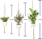 3 Pack Macrame Plant Hanger Indoor, 35 41 47 Inch Handmade Boho Hanging Planter - Image 2