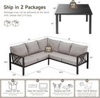 Patio Furniture Set, 6-piece Metal Sectional Furniture Sofa - Image 3