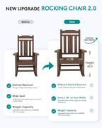 SERWALL Outdoor Rocking Chair Set of 6, Patio Rocking Chairs Set, HDPE Rocking - Image 4