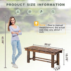 Outdoor Garden Bench, 2-Person Wood Patio Bench Weatherproof Outdoor Backless - Image 2