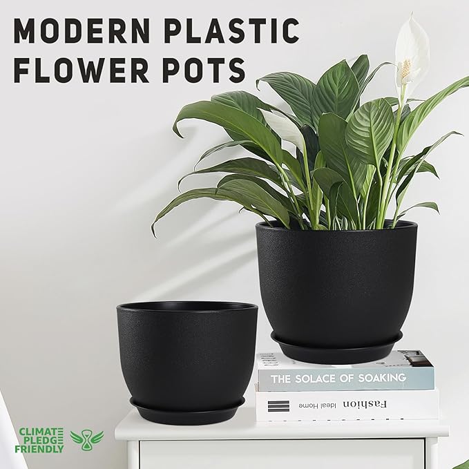 Plant Pots 10/9/8/7.5/7 inch Set of 5, Flower Pots - Image 4